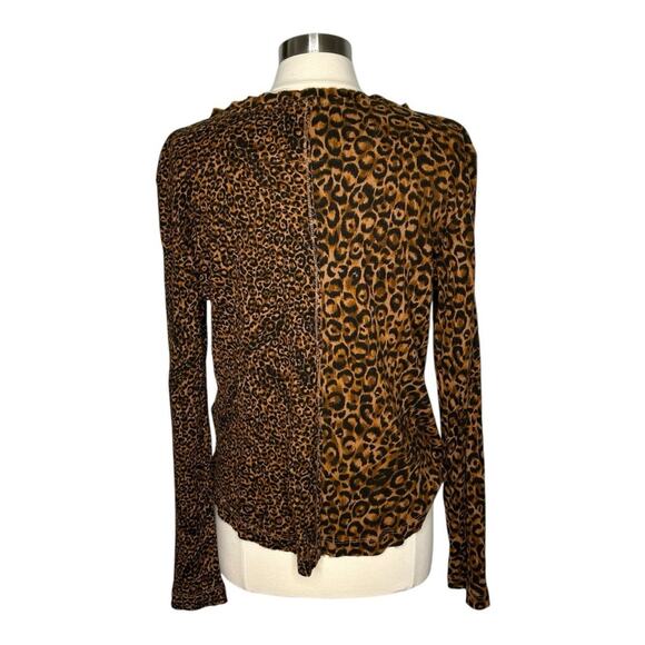 Anthropologie Pilcro Animal Cheetah Leopard Print Split Neck Thermal Top Large - Picture 3 of 10